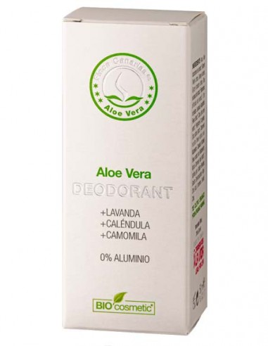 Parte anteriore della scatola del deodorante all'aloe vera